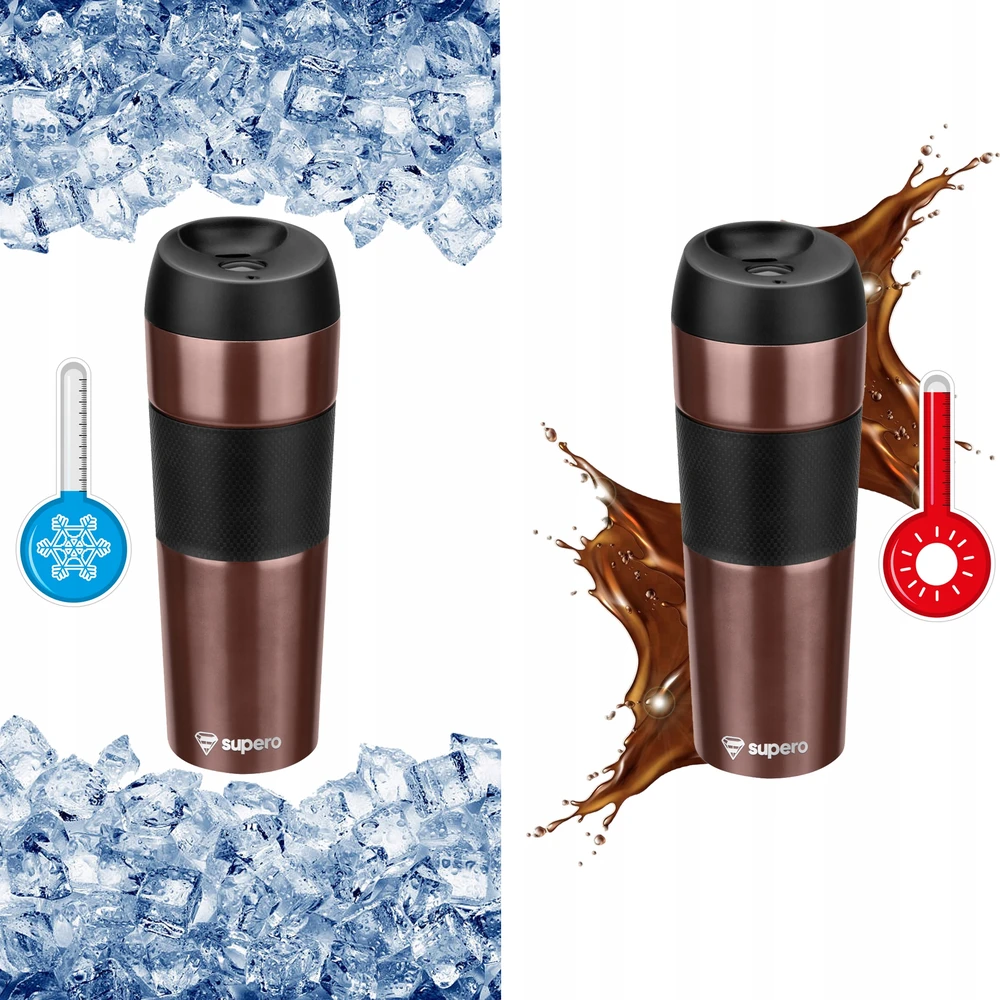 Supero Terminis puodelis, termosas, nepralaidus kelioninis buteliukas kavai, arbatai, 12-24h, 450ml
