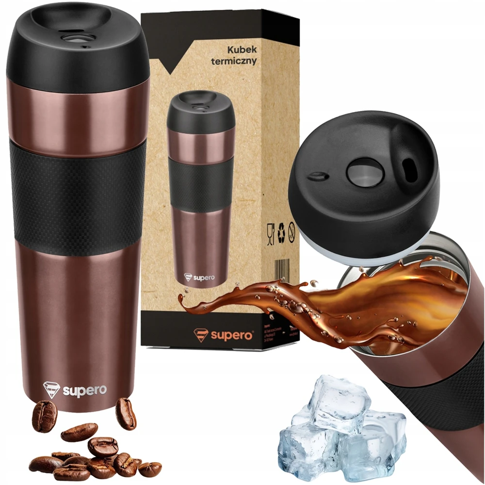 Supero Terminis puodelis, termosas, nepralaidus kelioninis buteliukas kavai, arbatai, 12-24h, 450ml