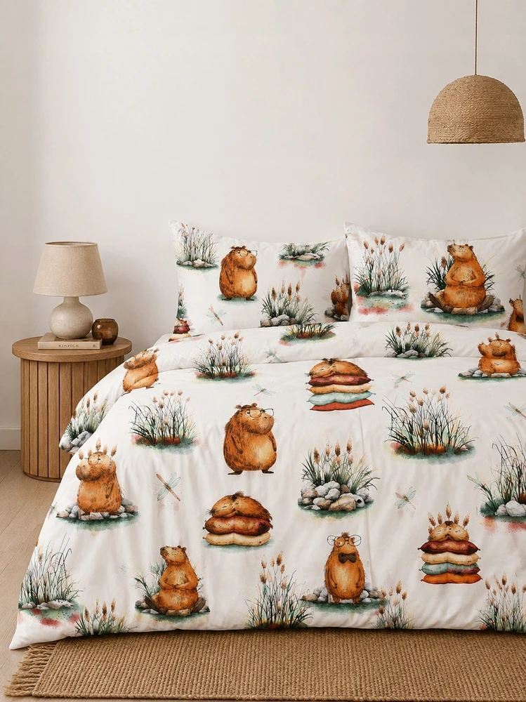 Supreme Style Didelė 70x80 cm kapibaros medvilninė pagalvės užvalkalas