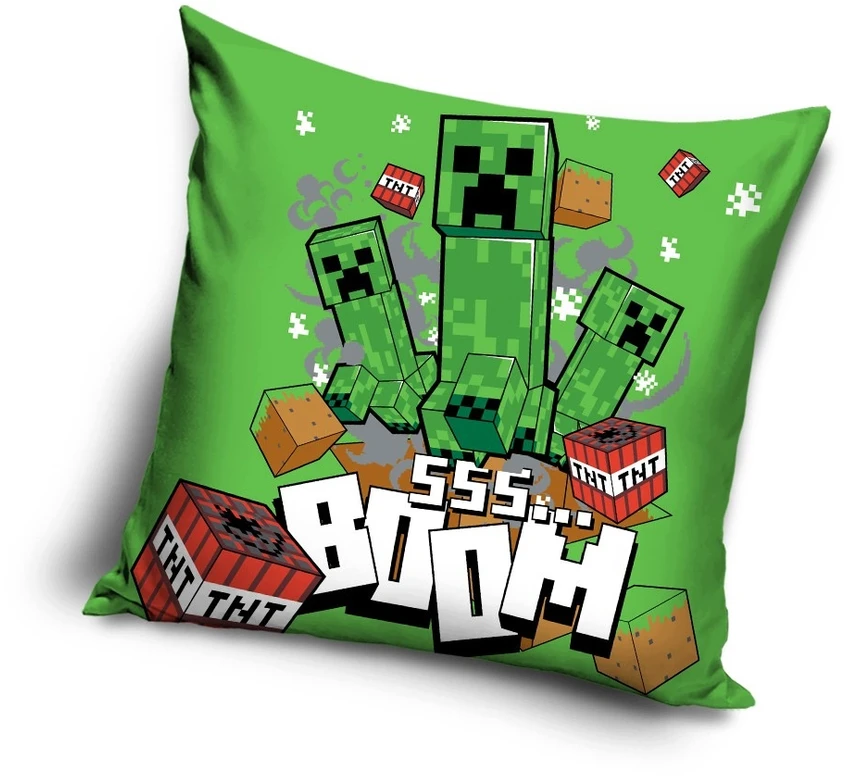 Supreme Style Pagalvės užvalkalas 40x40 Minecraft Žalias dvipusis veliūrinis Creeper darželiui