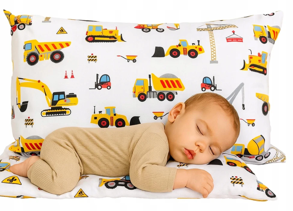 Supreme Style Pagalvės užvalkalas: ekskavatorius, kranas, mašinos, automobiliai, transporto priemonės, 40x60, balta medvilnė, vaikams