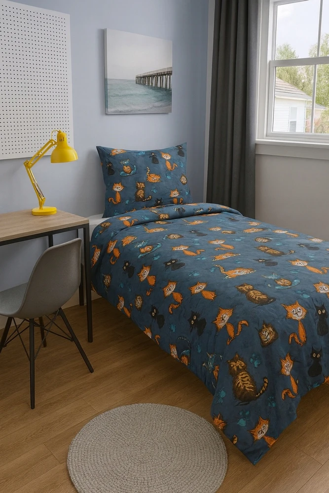 Patalynės komplektas Supreme Style Patalynė CATS MISKITS katės katės 140x200 100% medvilnė PRODUCT PL