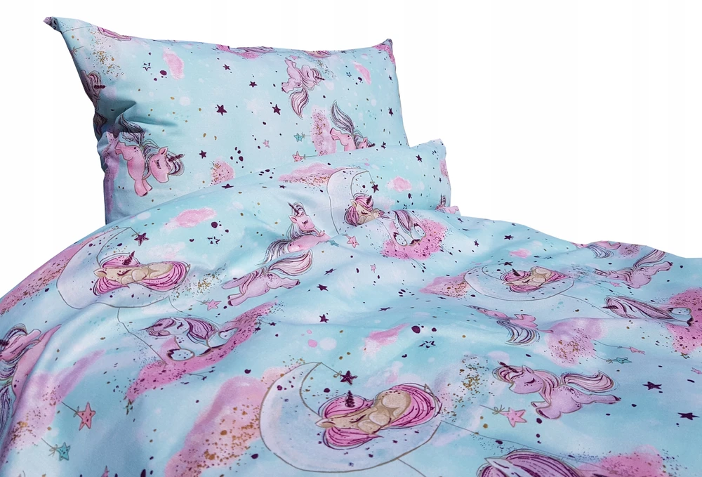 Supreme Style Patalynė jednorożec konik kucyk pony miętowa 160x200 bawełniana dla dziecka