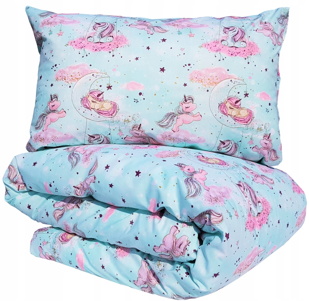 Supreme Style Patalynė jednorożec konik kucyk pony miętowa 160x200 bawełniana dla dziecka