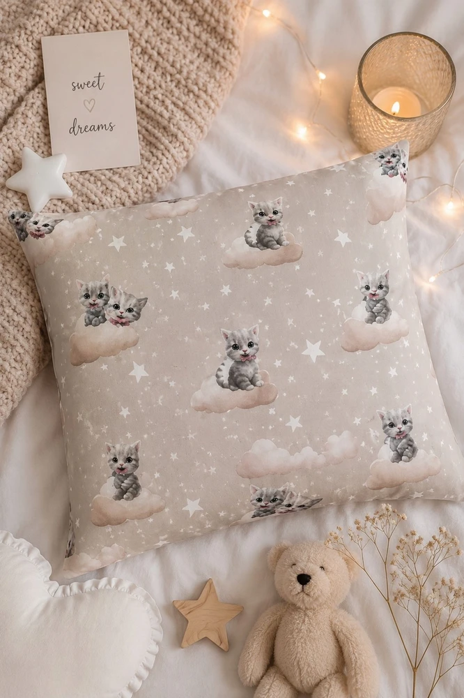 Patalynės komplektas Supreme Style Patalynė Kot Kotki Koty smėlio sp. 140x200 bawełniana dvipusė