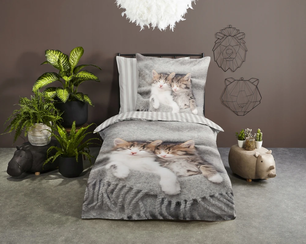 Patalynės komplektas Supreme Style Patalynė kotki koteczki koty pasy smėlio sp. 135x200 mikrofibra dla dziecka