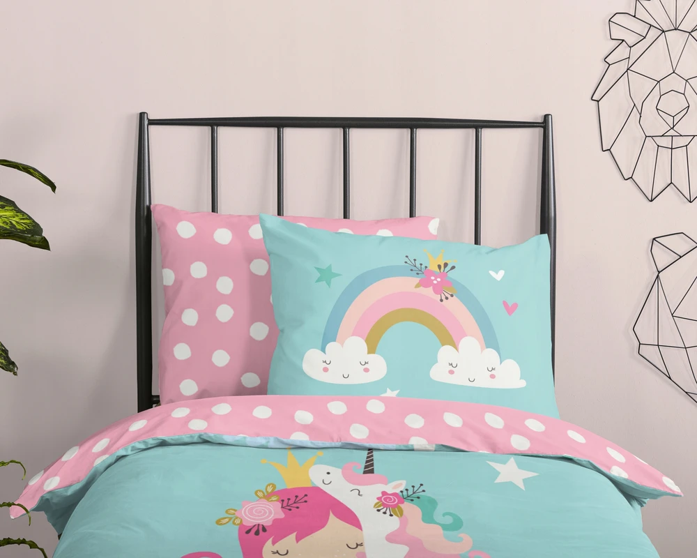 Supreme Style Patalynė princesė jednorożec konik tęcza 135x200 bawełniana dla dziecka