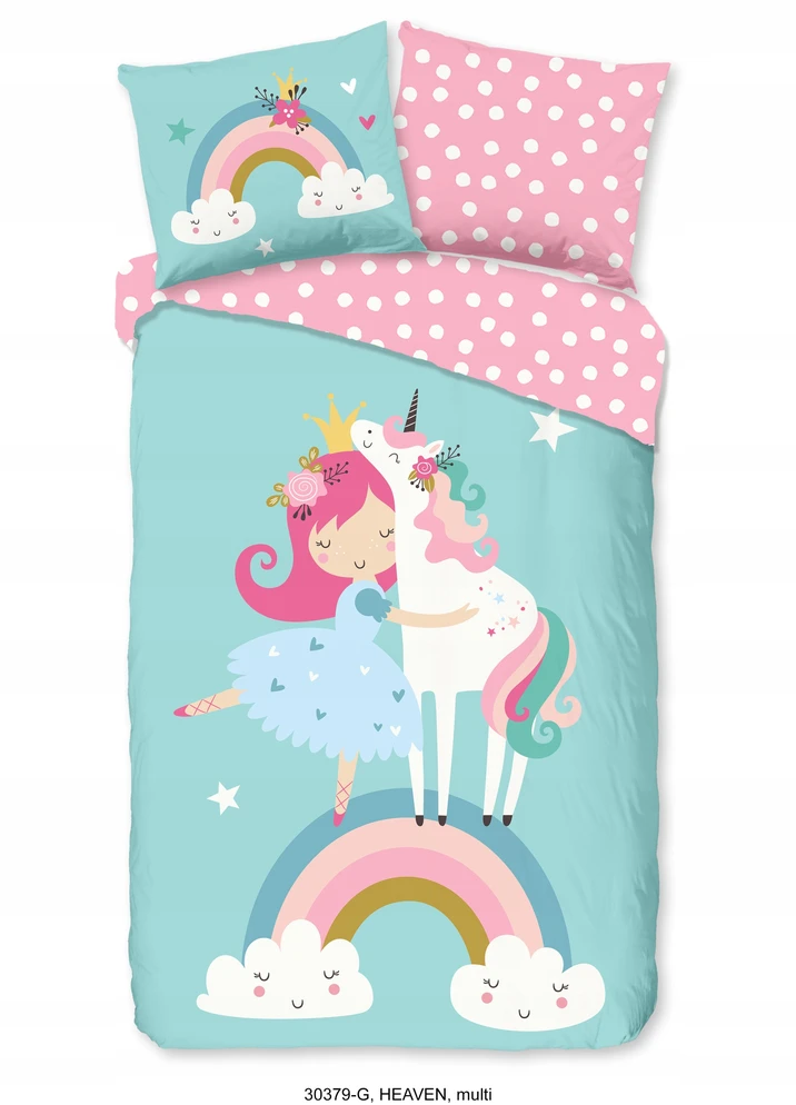 Supreme Style Patalynė princesė jednorożec konik tęcza 135x200 bawełniana dla dziecka