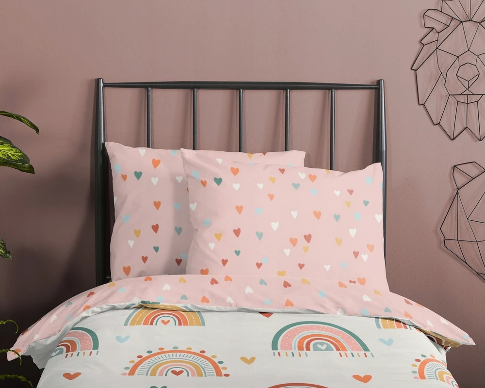 Supreme Style Patalynė tęcze serduszka 100x135 dziecięca niemowlęca do łóżeczka bawełniana
