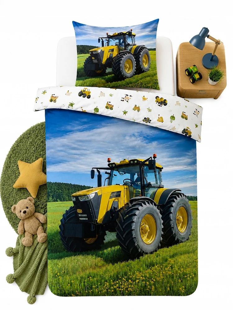 Patalynės komplektas Supreme Style Patalynė Traktor Kura Wieś Farma 140x200 ŚWIECĄCA In the Dark dvipusė