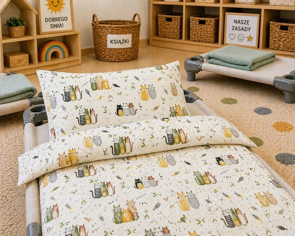 Supreme Style Užvalkalas dziecięca koty kotki urocza bawełniana 50x60 CATS MIAU pościelowa