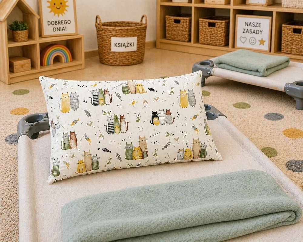 Supreme Style Užvalkalas dziecięca koty kotki urocza bawełniana 50x60 CATS MIAU pościelowa