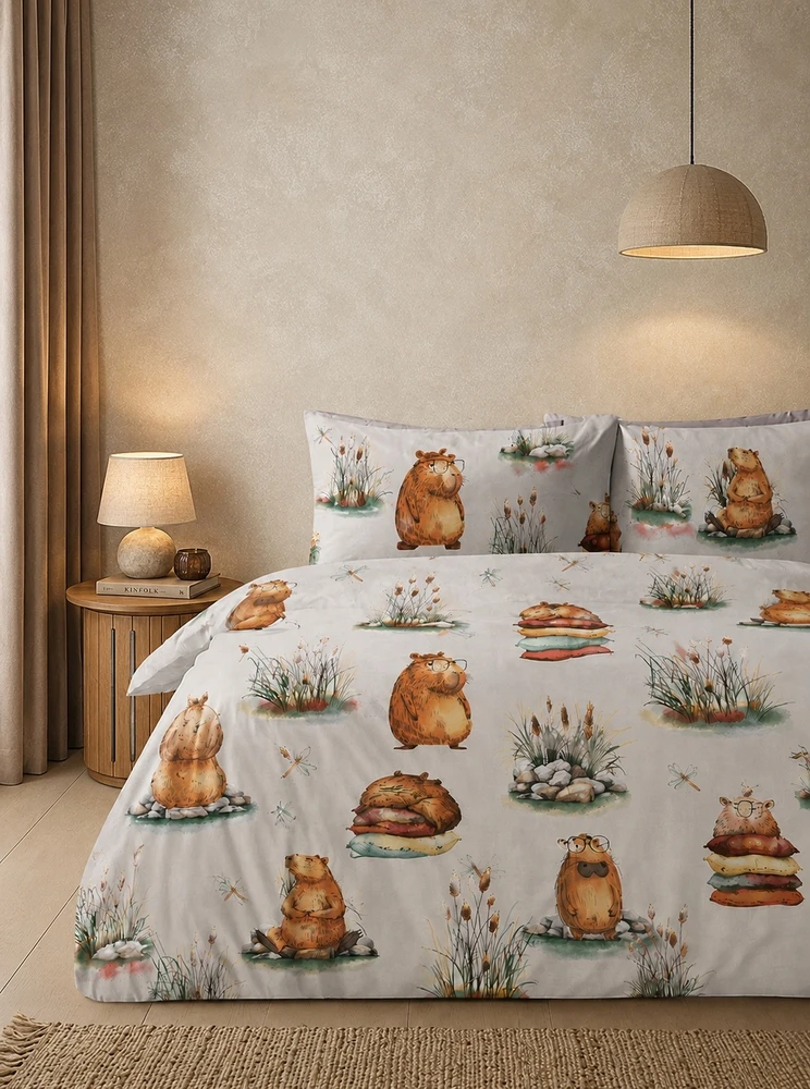 Supreme Style Užvalkalas kapibara zwierzęta 40x40 capibara pilka bawełniana