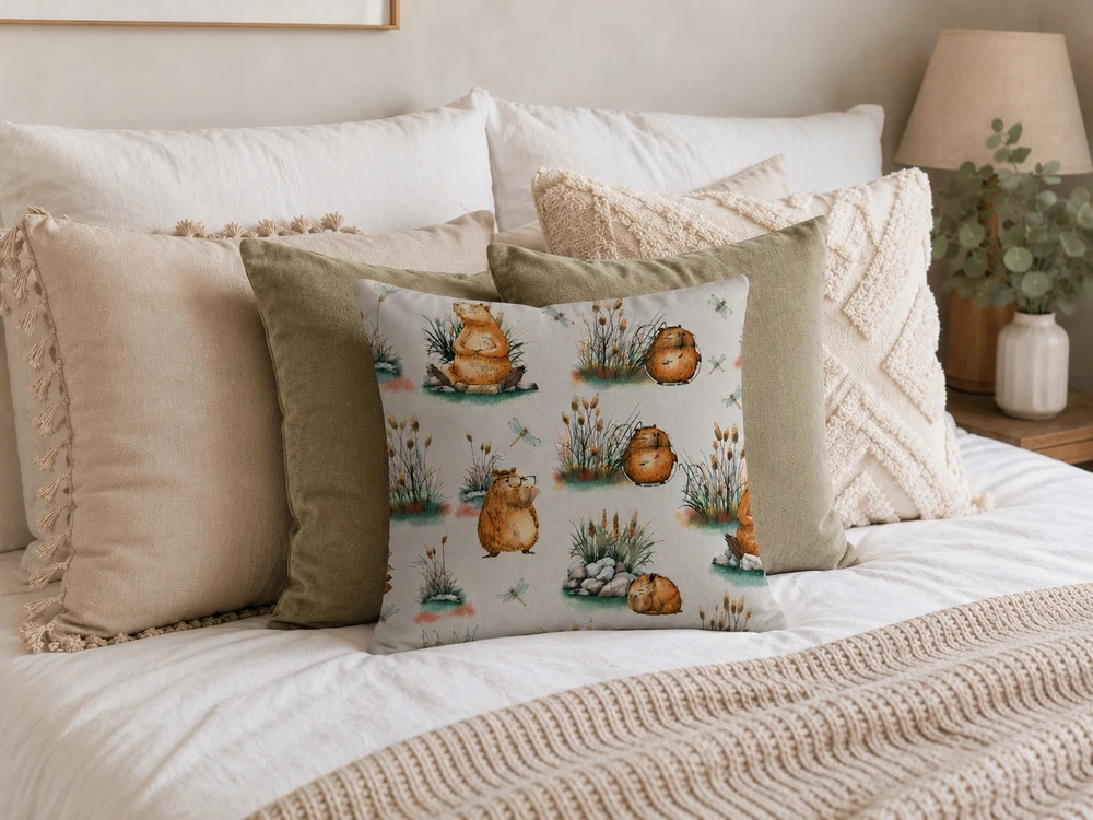 Supreme Style Užvalkalas kapibara zwierzęta 40x40 capibara pilka bawełniana