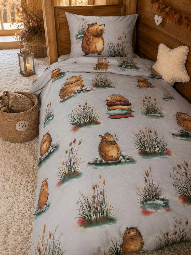 Supreme Style Užvalkalas kapibara zwierzęta 40x40 capibara pilka bawełniana
