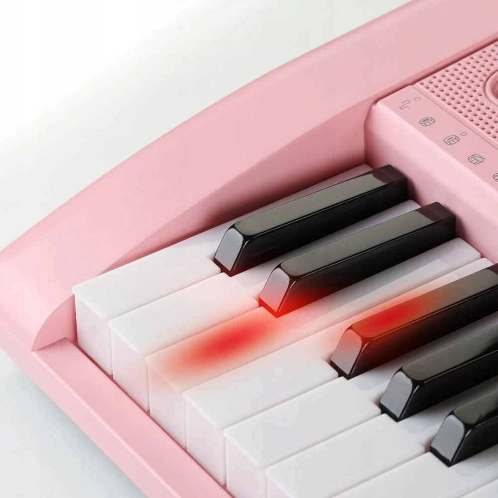 Suprimo DIDELĖ KLAVIATŪRA ORGANINIS PIANO 61 KLAVIŠAS APŠVIETANTI LED KLAVIŠAI ROŽINIAI