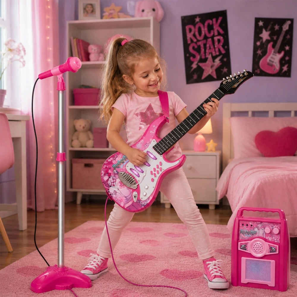 Suprimo Didelis muzikos rinkinys Elektrinės gitaros stiprintuvas viryklės stovas + mikrofonas