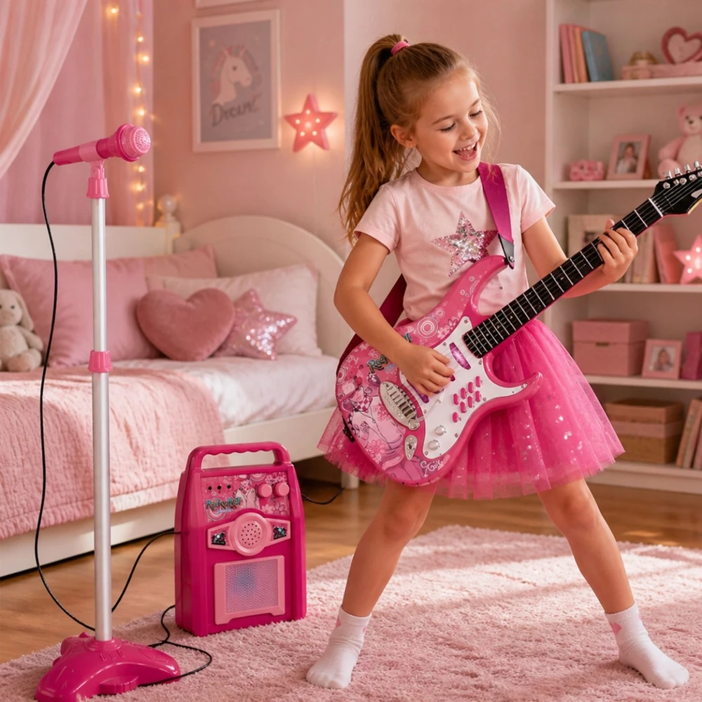 Suprimo Didelis muzikos rinkinys Elektrinės gitaros stiprintuvas viryklės stovas + mikrofonas
