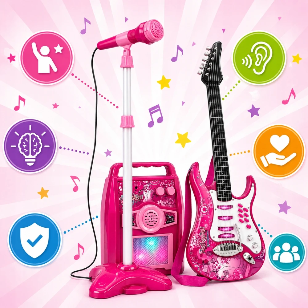 Suprimo Didelis muzikos rinkinys Elektrinės gitaros stiprintuvas viryklės stovas + mikrofonas