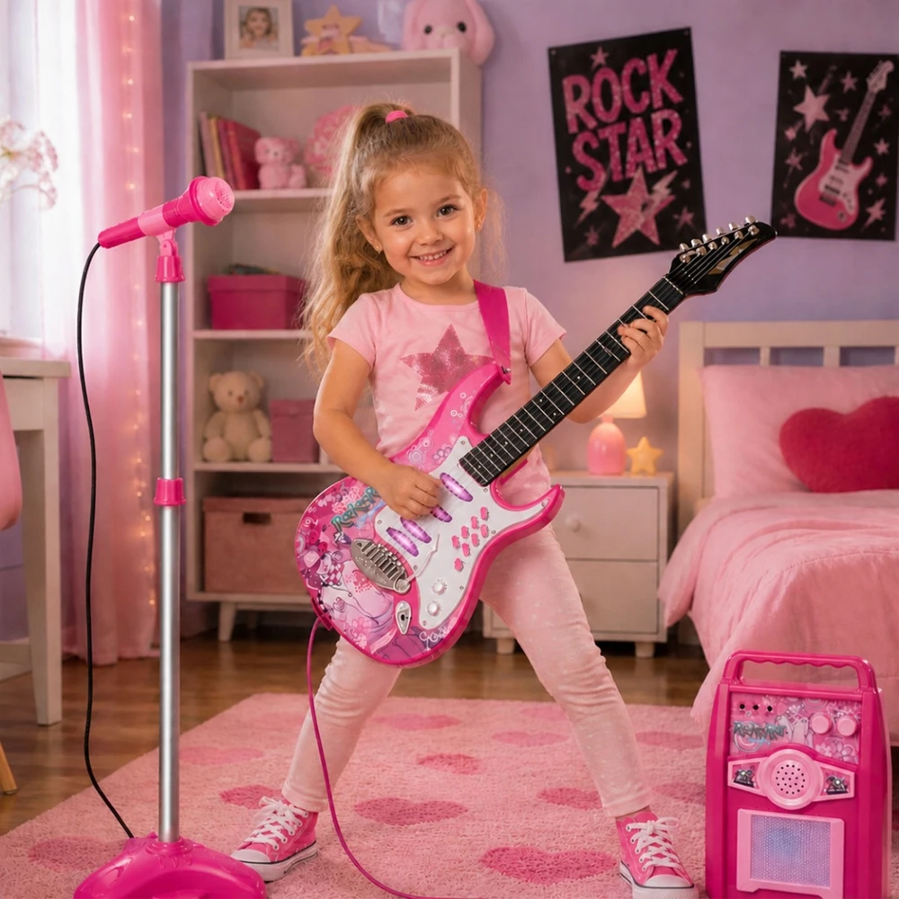 Suprimo Didelis muzikos rinkinys Elektrinės gitaros stiprintuvas viryklės stovas + mikrofonas