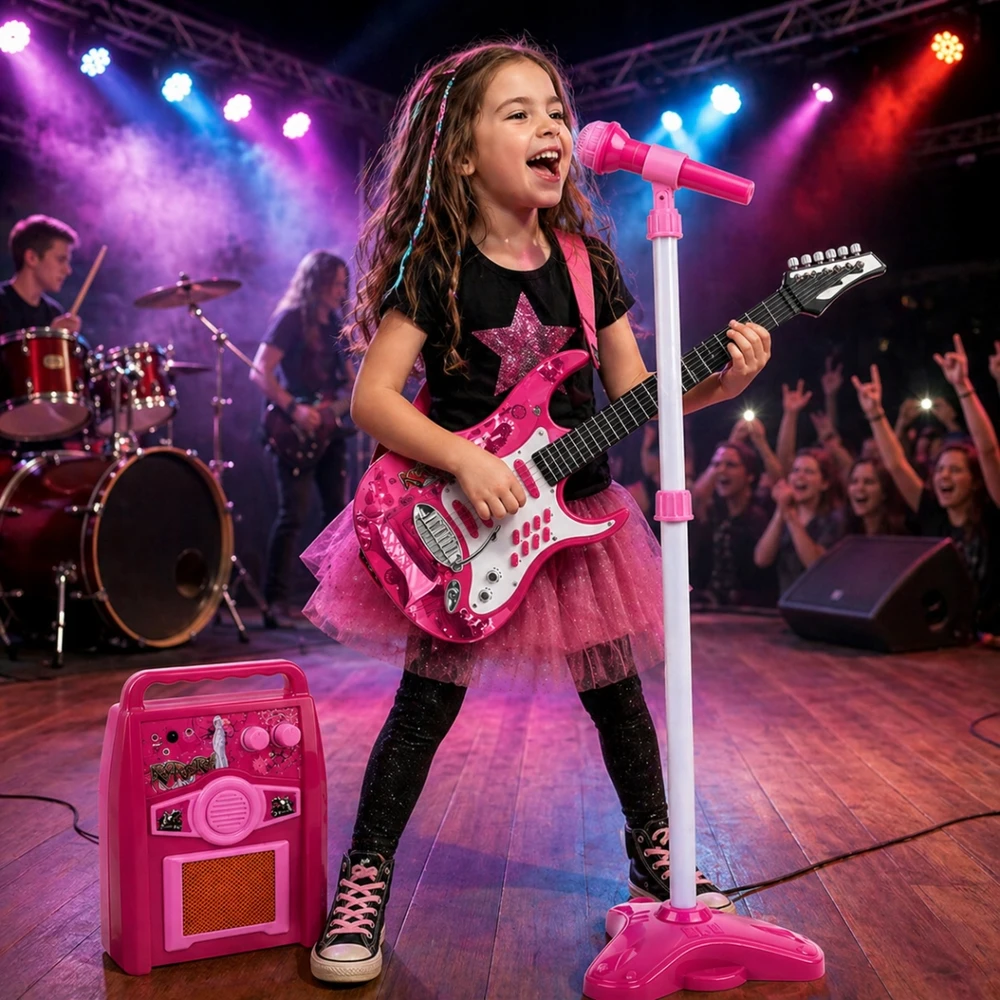 Suprimo Didelis muzikos rinkinys Elektrinės gitaros stiprintuvas viryklės stovas + mikrofonas