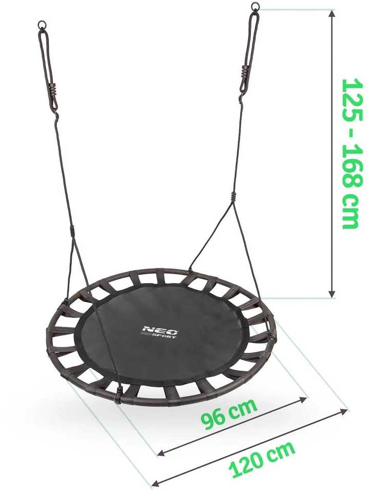 Neo-Sport Sūpynės gandro lizdui SWINGO XXL 120 cm juodos