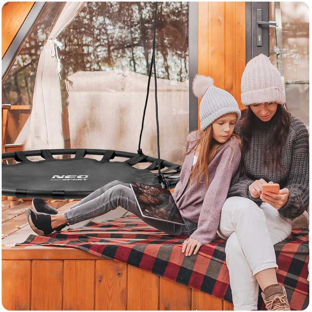 Neo-Sport Sūpynės gandro lizdui SWINGO XXL 120 cm juodos