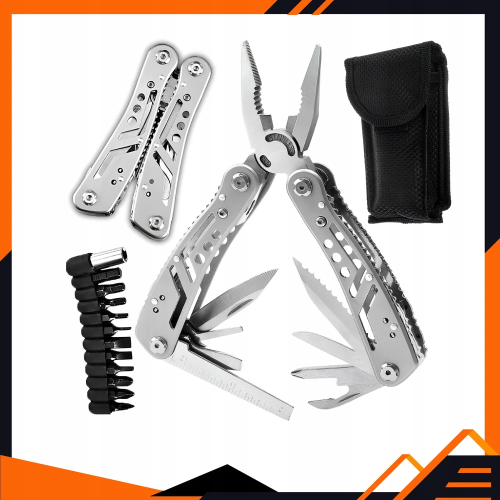 SURVIVAL MULTITOOL DAUGIAFUNKCINIAI ĮRANKIAI 24 viename ĮRANKIŲ RINKINYS SU DĖŽU