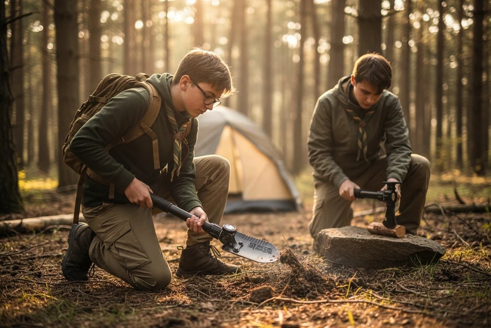 Survivor SAPERKA SURVIVAL WOJSK BŪTINAS 7IN1 Plieninis dangtelis EKSPEDICIJOMS SV-MUL001BK