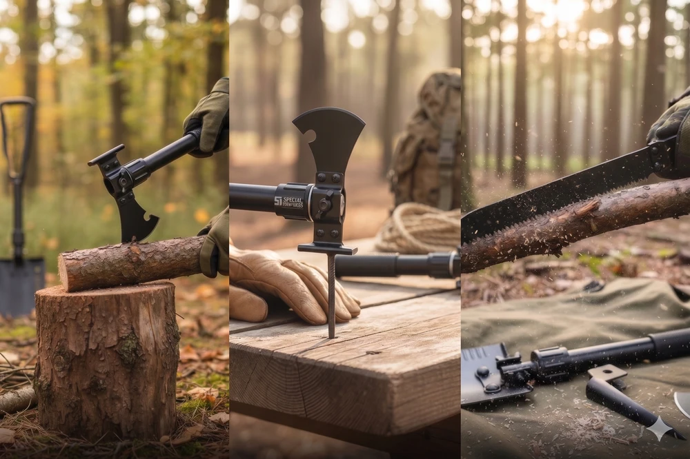 Survivor SAPERKA SURVIVAL WOJSK BŪTINAS 7IN1 Plieninis dangtelis EKSPEDICIJOMS SV-MUL001BK