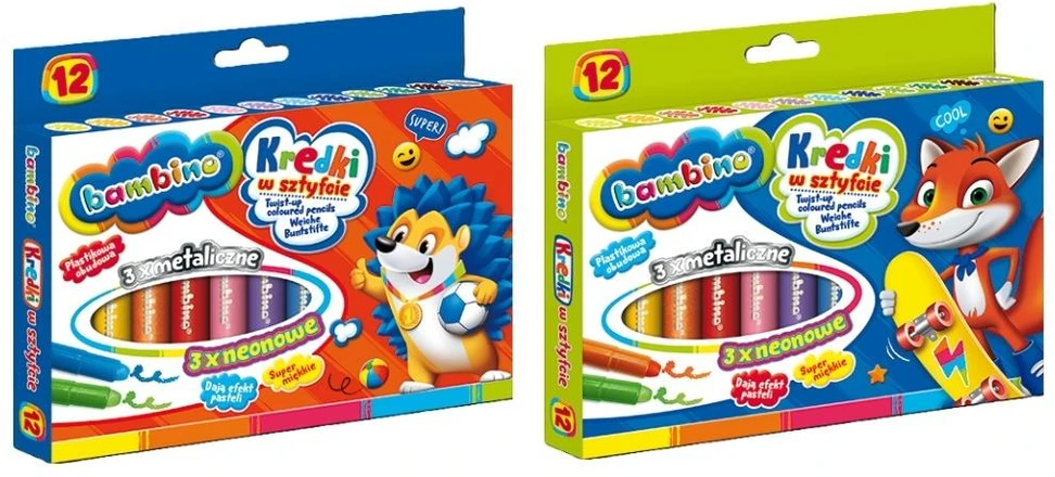 BAMBINO Lipniosios kreidelės 12 spalvų