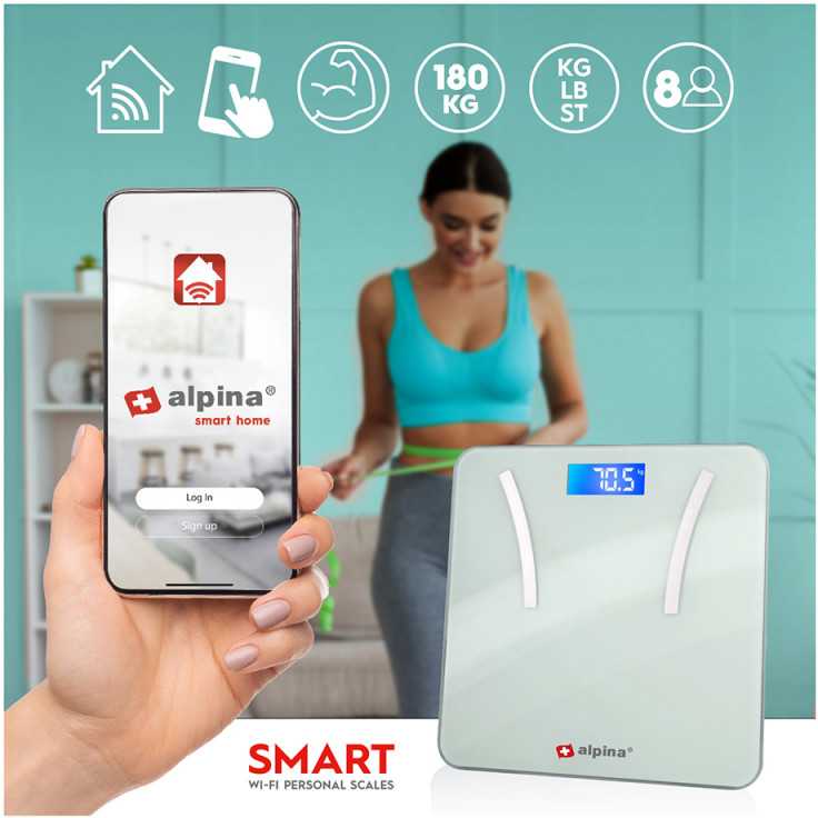 Svarstyklės išmanios 300x300 mm 8 žmonėms SMART HOME ALPINA 871125226524