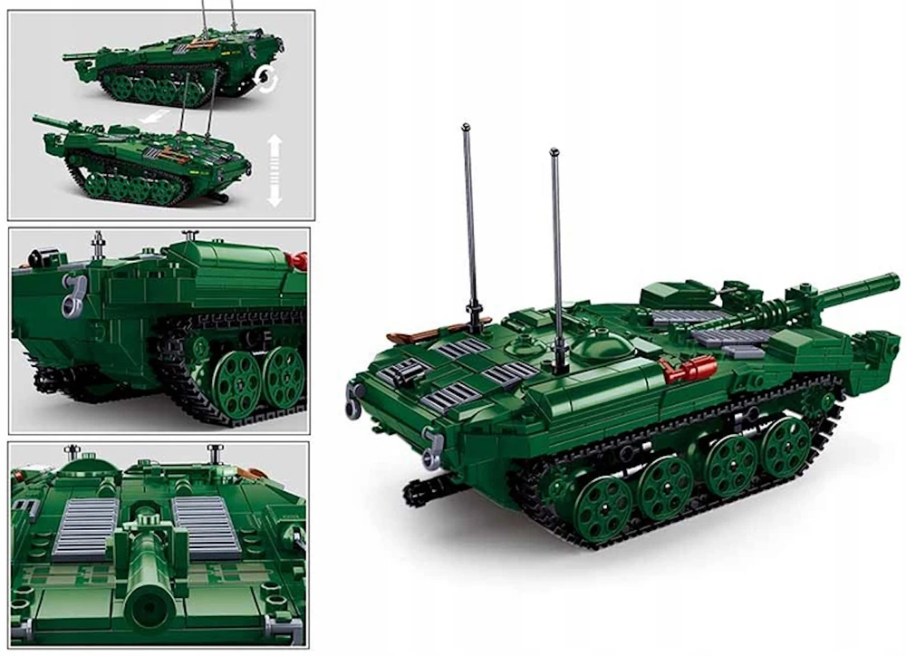 Švedijos tankas Strv 103 Klocki Sluban 692 el Model Bricks Army M38-B1010