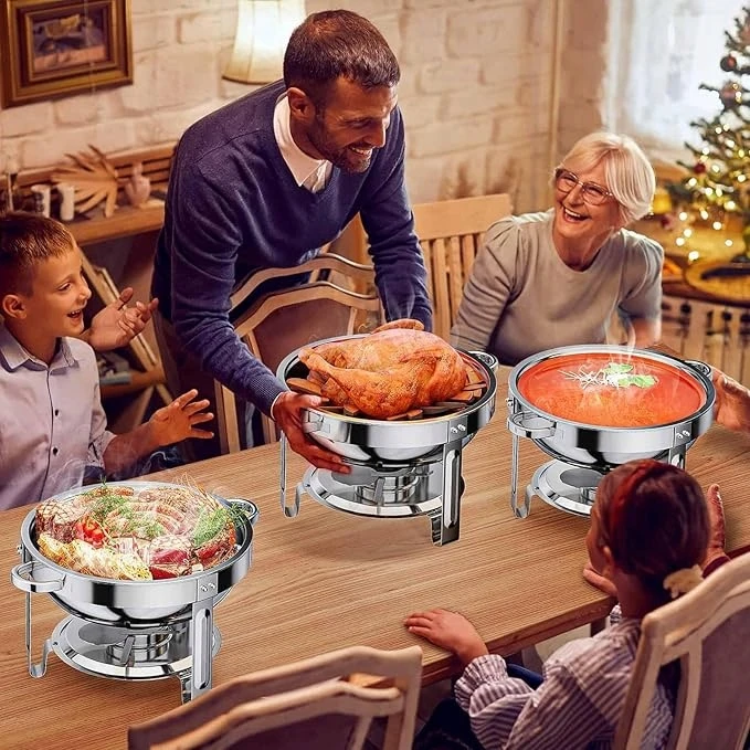 Švediškas stalas indams šildyti 6 l apvalus bain marie maisto šildytuvas