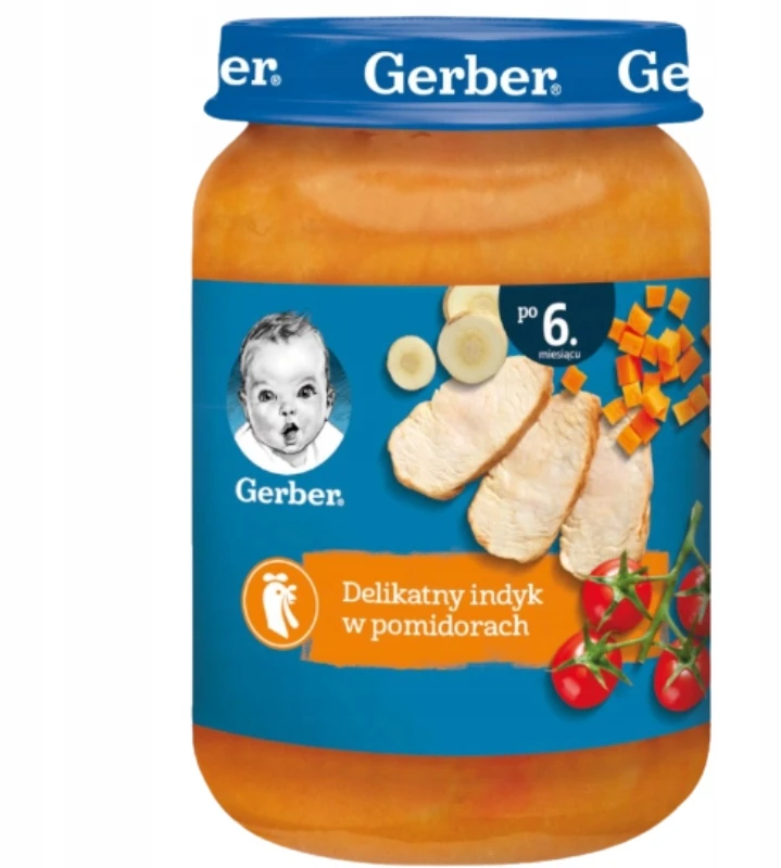 Vaikiška tyrelė GERBER su kalakutu, pomidorais ir daržovėmis, 190 g