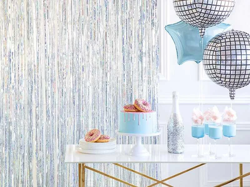 PartyDeco Folinė kutų užuolaida dekoracijoms, Spalva: Holografinė