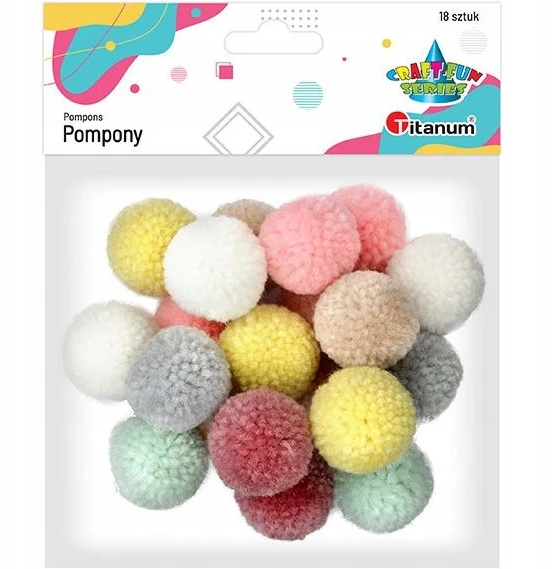 Šviesių pastelinių spalvų siūlų bumbuliukai 3cm 18vnt - Titanum