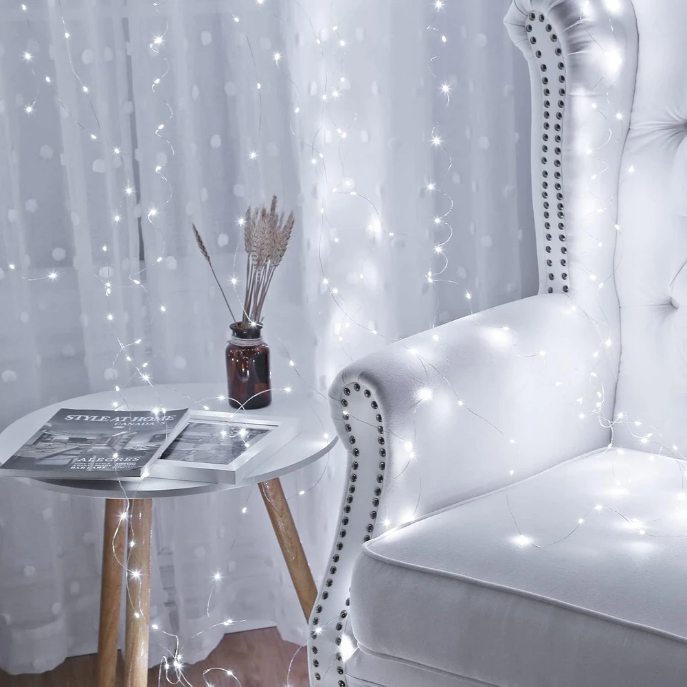 Šviesos užuolaida 3x3 LED lempos langui ŠALTAI BALTA 230V