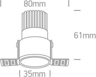 3W LED užglaistomas šviestuvas, baltas, 3000K, 10103BTR/W/W