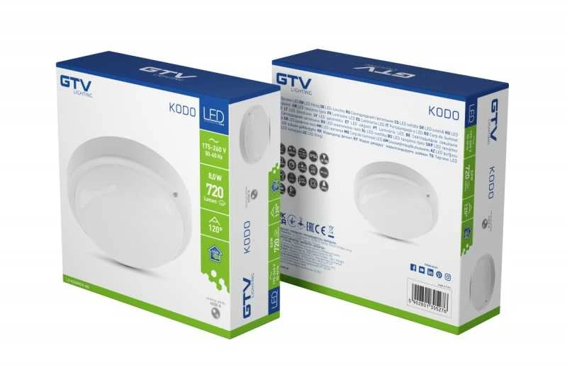 LED KODO-OK lempa, 8W, 720lm, AC175-260V, 50/60 Hz, PF>0,5, Ra≥80, IP54, IK08, 4000K, apva