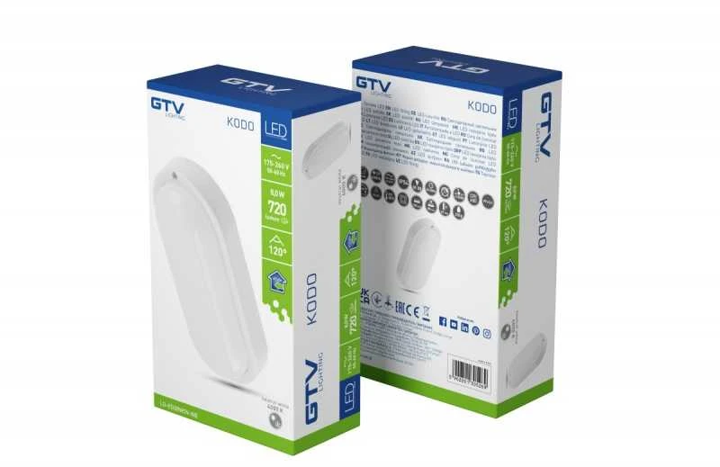 LED KODO-OV lempa, 8W, 720lm, AC175-260V, 50/60 Hz, PF>0,5, Ra≥80, IP54, IK08, 4000K, oval