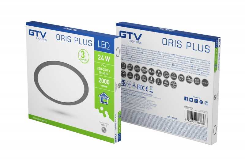 Šviestuvas GTV ORIS potinkinis LED 24W, 4000K, Juodas