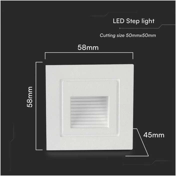 V-tac 3W LED įleidžiamas šviestuvas laiptams, baltas, 3000K, IP65