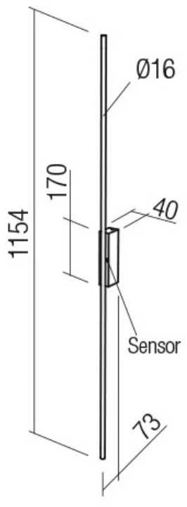 24W LED sieninis šviestuvas STICK, juodas, 3000K, dimeriuojamas sensoriumi, 01-2791