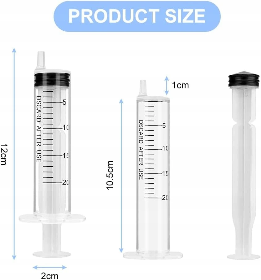 Švirkštai 20ml, 6vnt, tiksliai dozuojantys skysčius, bekvapiai, plastikiniai