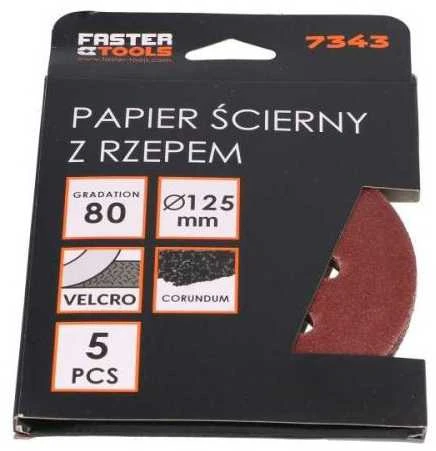 Faster Tools Švitrinis diskas Velcro 125mm Grūdėtumas 80 (5 vnt.)