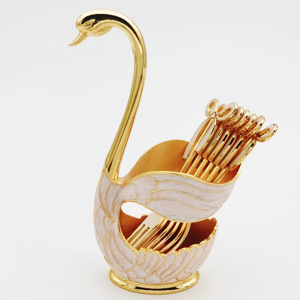 "Swan" stalo reikmenų laikiklis pagrindo laikymo dėžutė "Silverware Caddy Gold" stalo įrankių rinkinys