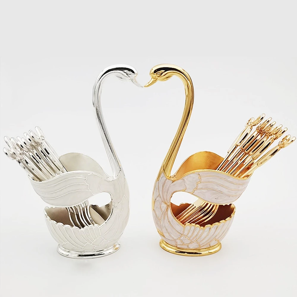 "Swan" stalo reikmenų laikiklis pagrindo laikymo dėžutė "Silverware Caddy Gold" stalo įrankių rinkinys