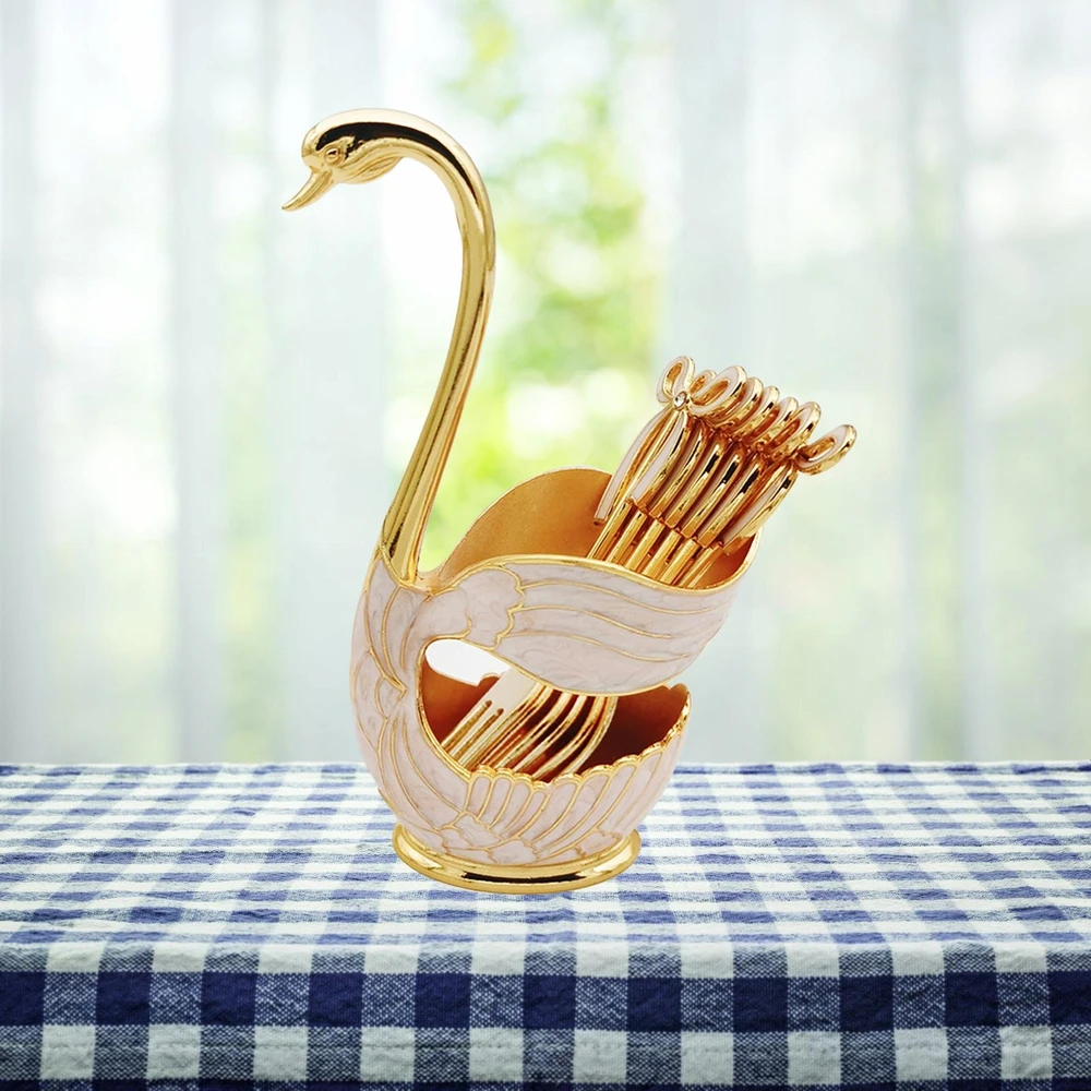 "Swan" stalo reikmenų laikiklis pagrindo laikymo dėžutė "Silverware Caddy Gold" stalo įrankių rinkinys