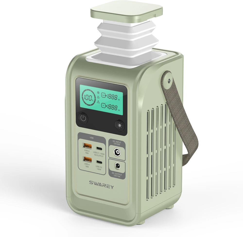 Swarey LiFePO4 elektrinė, 192 Wh saulės generatorius su 140 W greito įkrovimo prievadu